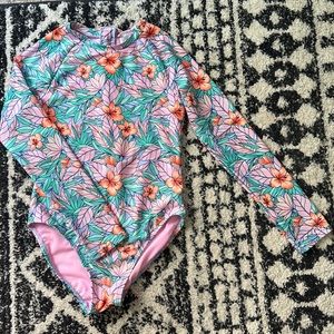 Girls Cat & Jack one piece rash guard swimsuit 10/12